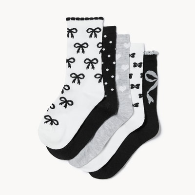Kid Girls' 5-Pack Crew Socks - Black
