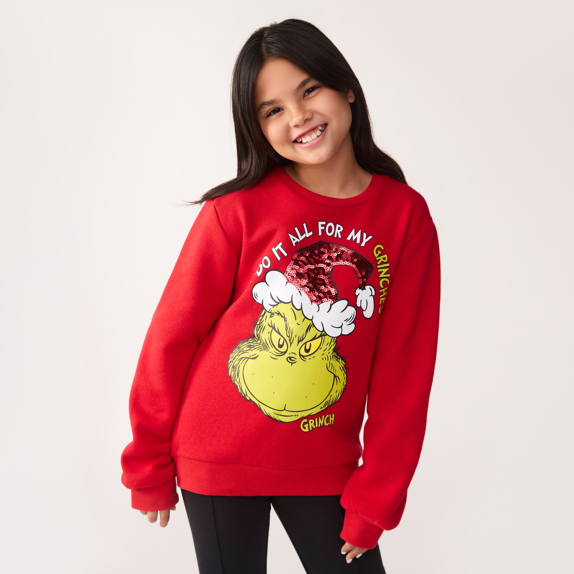 Kid Girls' Grinch Festive Graphic Sweatshirt in Red from Joe Fresh