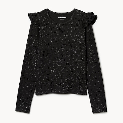 Kid Girls' Sparkly Long Sleeve Top - JF Black