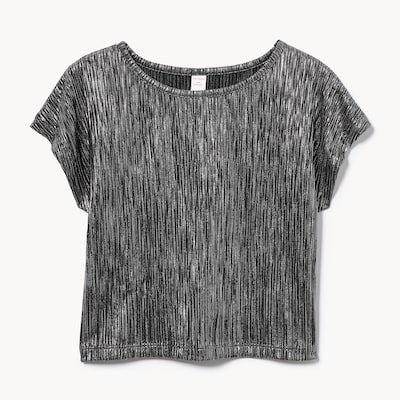 Kid Girls' Foil Crinkled Top - JF Black