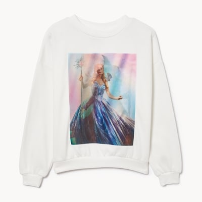 Chandail en molleton Glinda et Elphaba de Wicked - Blanc Cassé