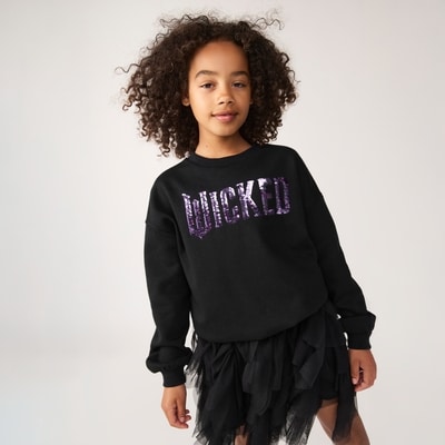 Chandail en molleton à imprimé Wicked pour filles - Noir