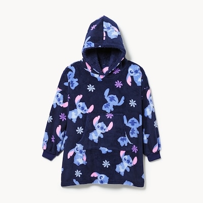 Kid Girls' Disney Stitch Fleece Lounge Hoodie - Navy