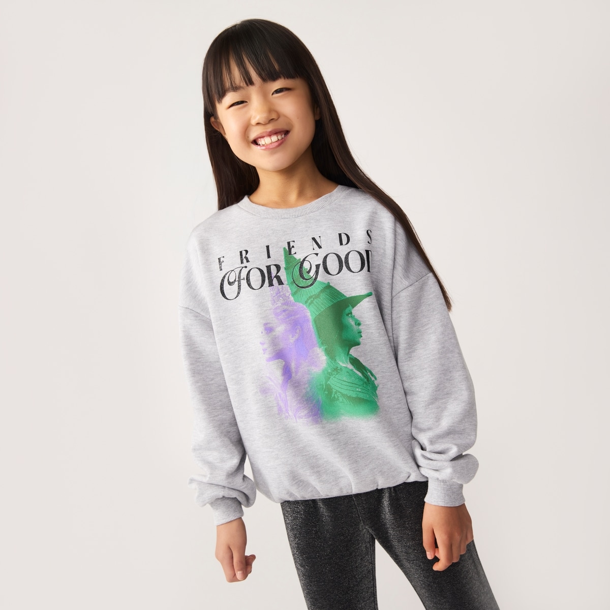 Chandail en molleton Glinda et Elphaba de Wicked - Mlange De Gris Ple