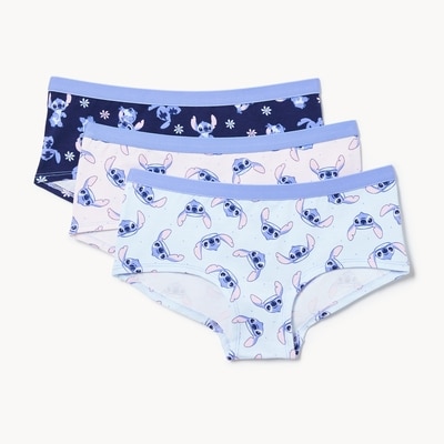 Ens. 3 culottes garçonne Stitch de Disney, filles - Bleu