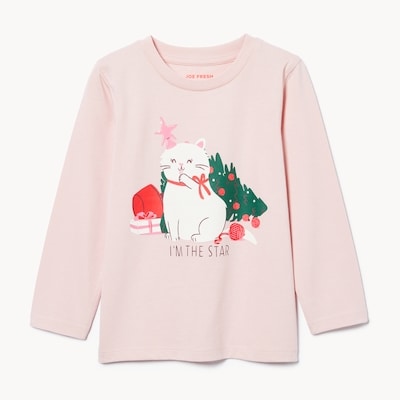 Haut imprimé à manches longues pour tout-petits - Pêche foncé