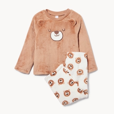 Toddler Girls' Fleece Bear Sleep Set - Camel