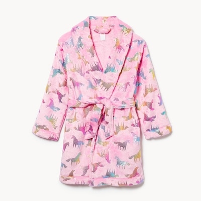 Peignoir imprimé en molleton pour petites filles - Rose