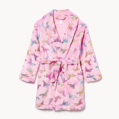 Peignoir imprimé en molleton pour petites filles - Rose