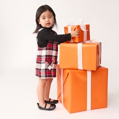 Toddler Girls' Tartan Pinafore - Off White
