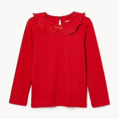 Toddler Girls' Peter Pan Collar Top - Red
