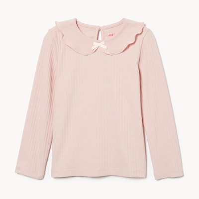 Haut à col Claudine pour petites filles - Pêche foncé
