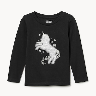 Toddler Girls' Sequin Long Sleeve Top - JF Black