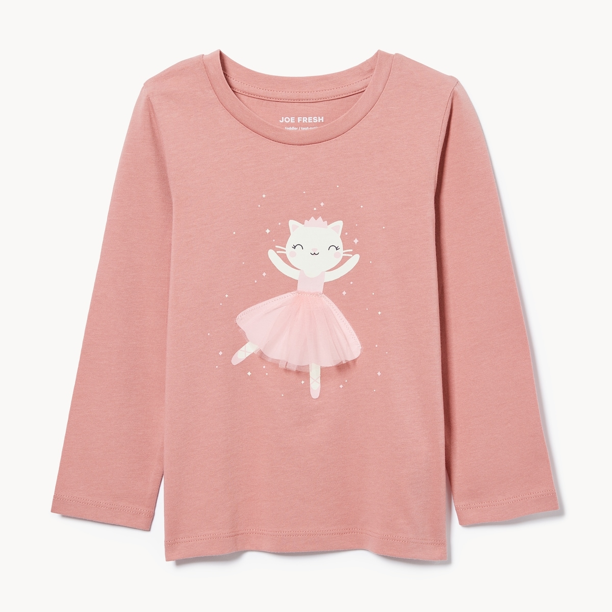 Toddler Girls' Tulle Graphic Long Sleeve Top
