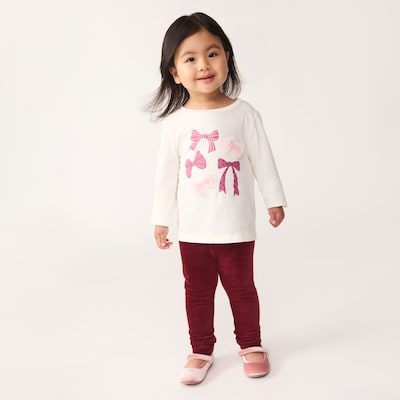 Toddler Girls' Tulle Graphic Long Sleeve Top - Off White