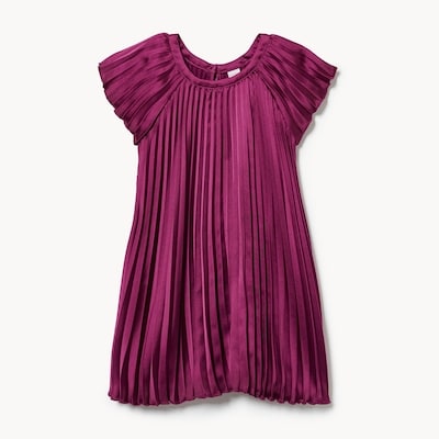 Robe plissée en satin pour petites filles - Chou rouge