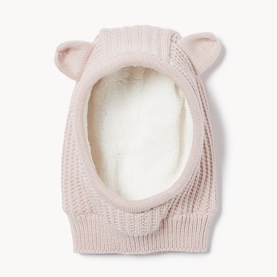Couvre-visage ourson pour petites filles - Pêche foncé