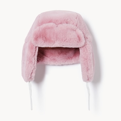 Chapeau de trappeur similifourrure, petites filles - Rose