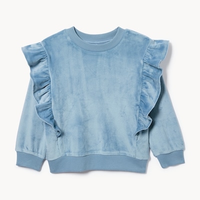Chandail sport en velours rasé pour petites filles - Bleu Cendré