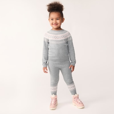 Toddler Girls' Fair Isle Sweater - Light Grey Mix