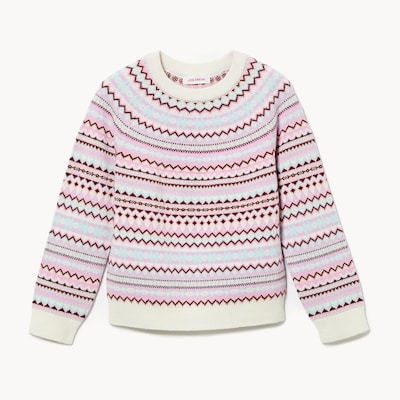 Chandail en tricot jacquard pour petites filles - Blanc Cassé
