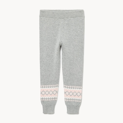 Toddler Girls' Fair Isle Sweater Legging - Light Grey Mix