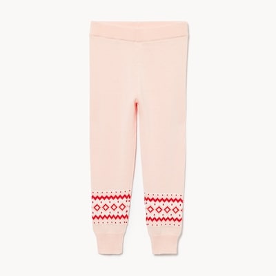 Legging en tricot jacquard pour petites filles - Pêche foncé