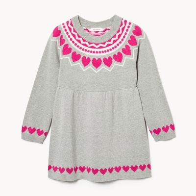 Toddler Girls' Fair Isle Sweater Dress - Light Grey Mix