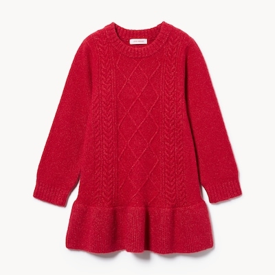 Toddler Girls' Cable Knit Sweater Dress - Red