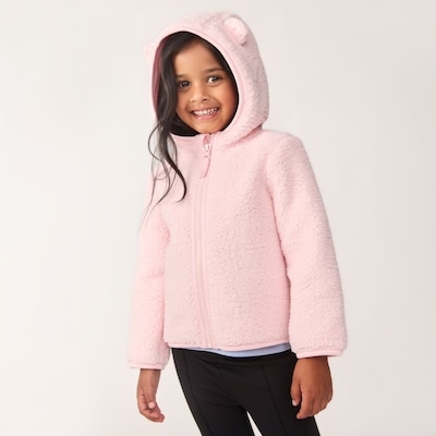 Veste en molleton effet peau de mouton - Rose pâle
