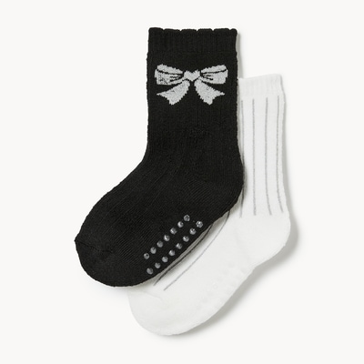 Ens. 2 paires de chaussettes tube, petites filles - Noir