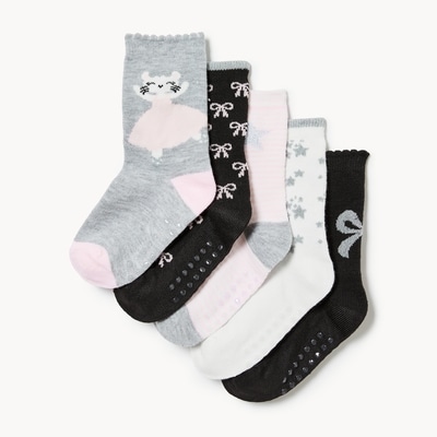 Toddler Girls' 5-Pack Crew Socks - Black