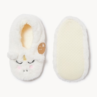Toddler Girls' Holiday Slippers - White