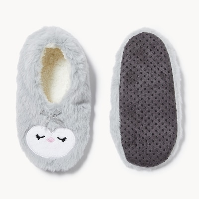 Toddler Girls' Animal Slippers - Grey