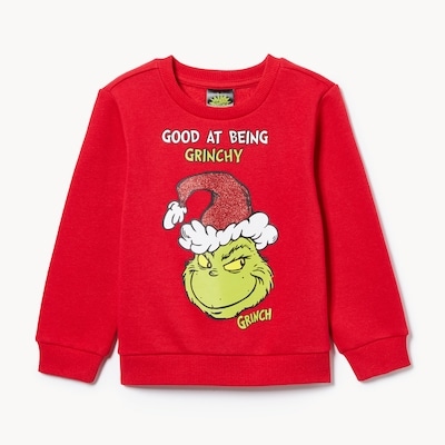 Toddler Girls' Grinch Festive Graphic Sweatshirt - Red