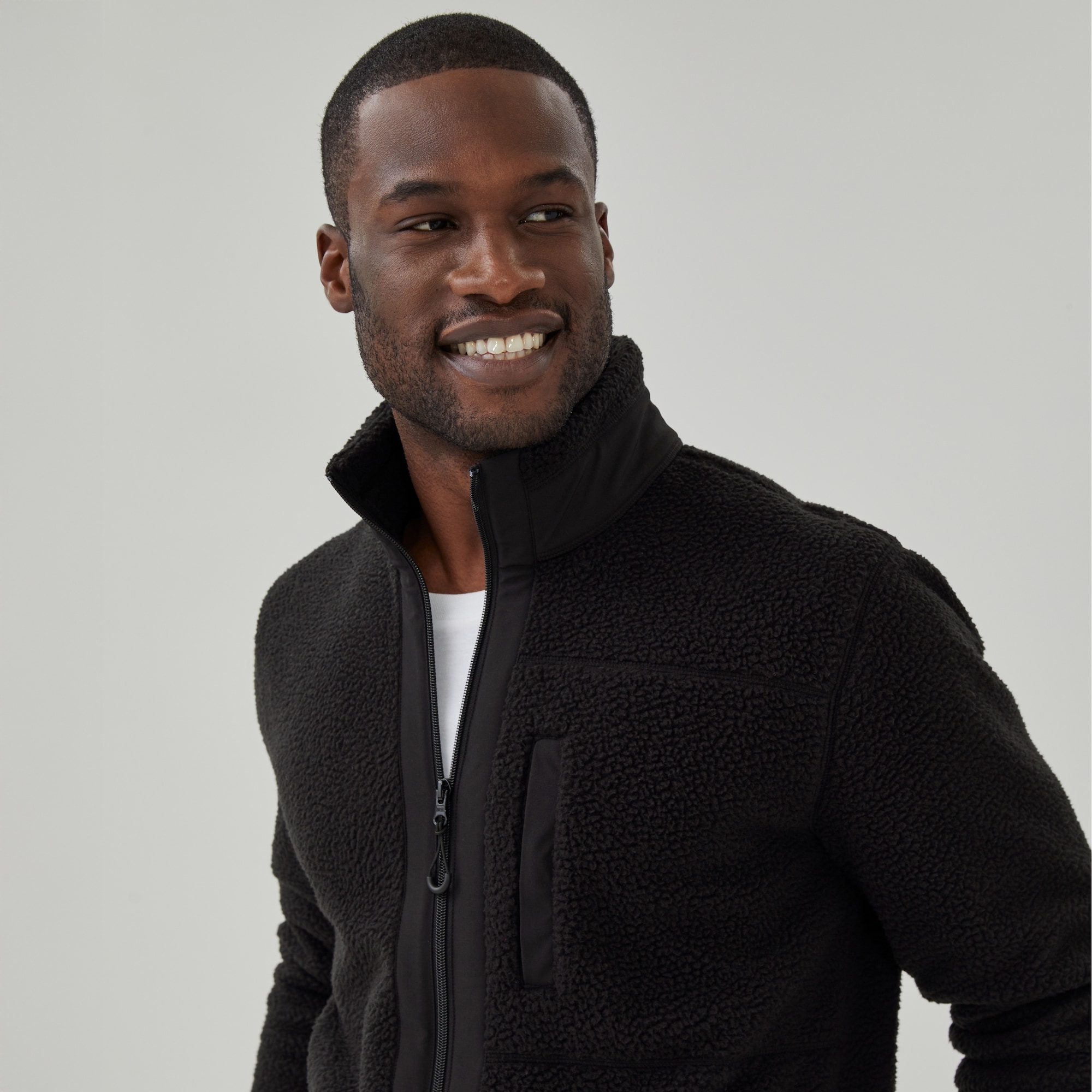 Men's Fleece Zip-Up Jacket in Black from Joe Fresh