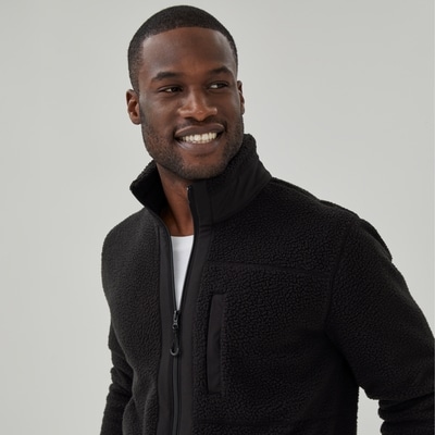 Men's Fleece Zip-Up Jacket - Black