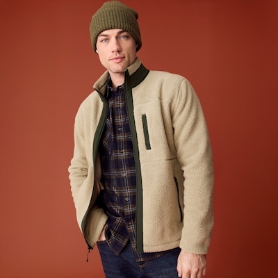 Men's Fleece Zip-Up Jacket - Dusty Khahi