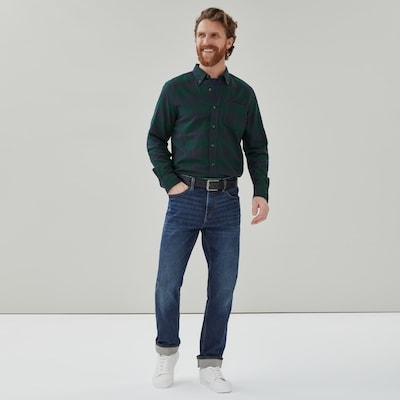 Men's Midweight Flannel Button-Down - Dark Green