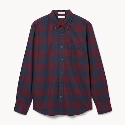 Men's Midweight Flannel Button-Down - Burgundy