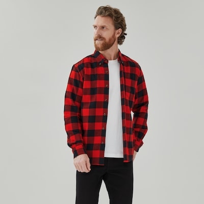 Chemise boutonnée en flanelle pour hommes - Rouge