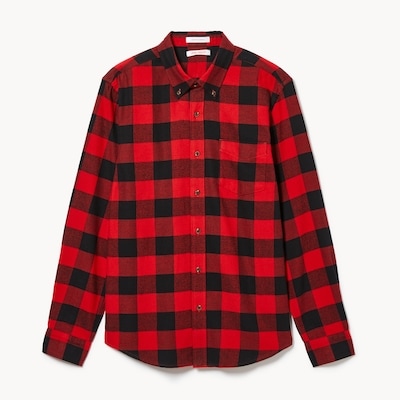 Chemise boutonnée en flanelle pour hommes - Rouge