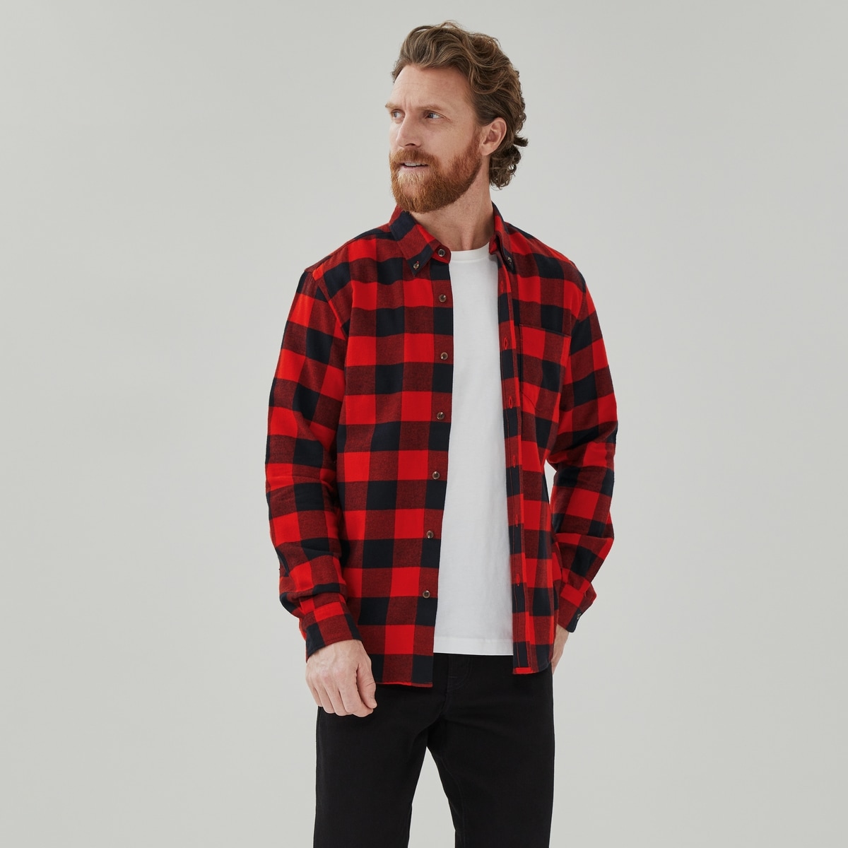 Chemise boutonne en flanelle pour hommes