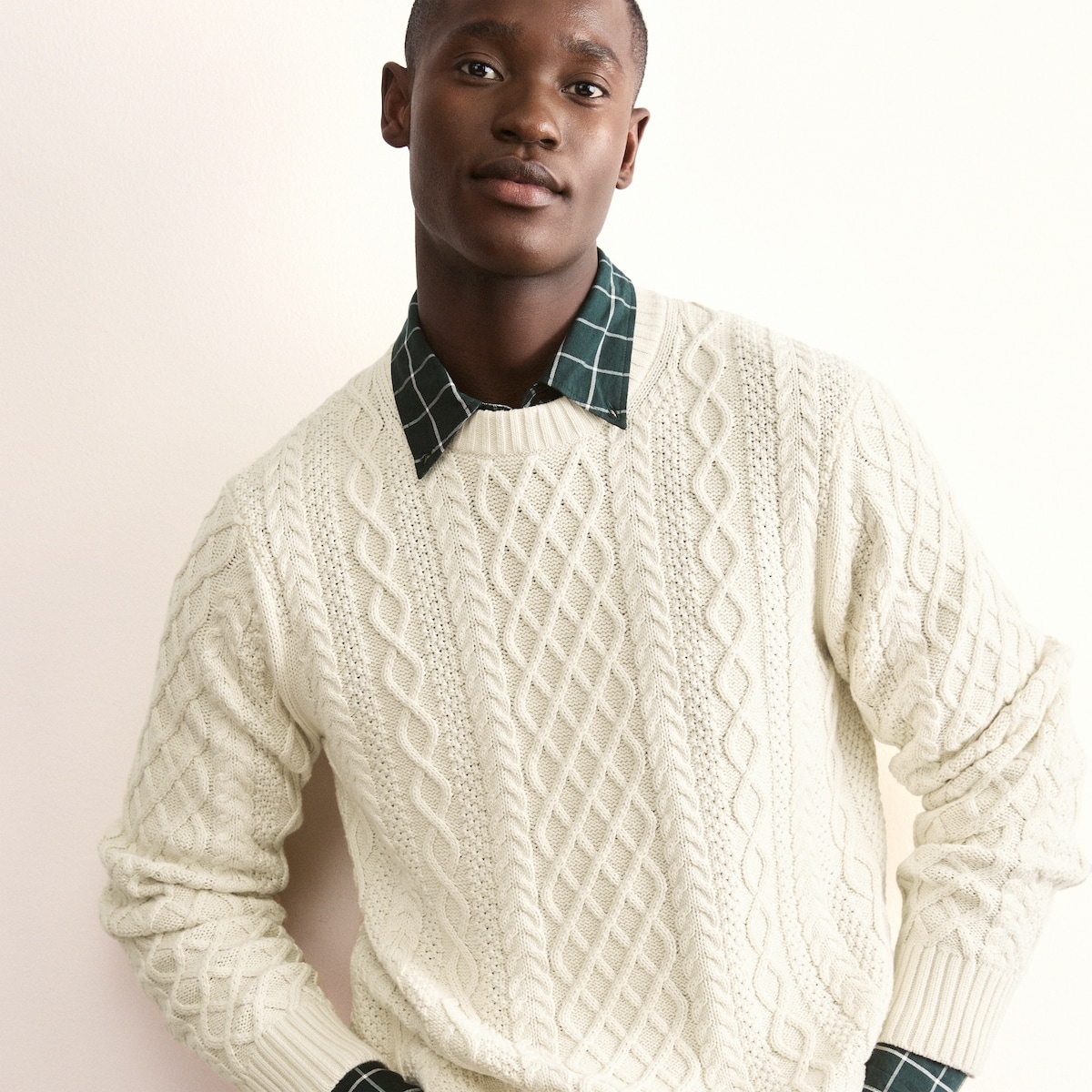 Men's Cable Knit Sweater - Cream