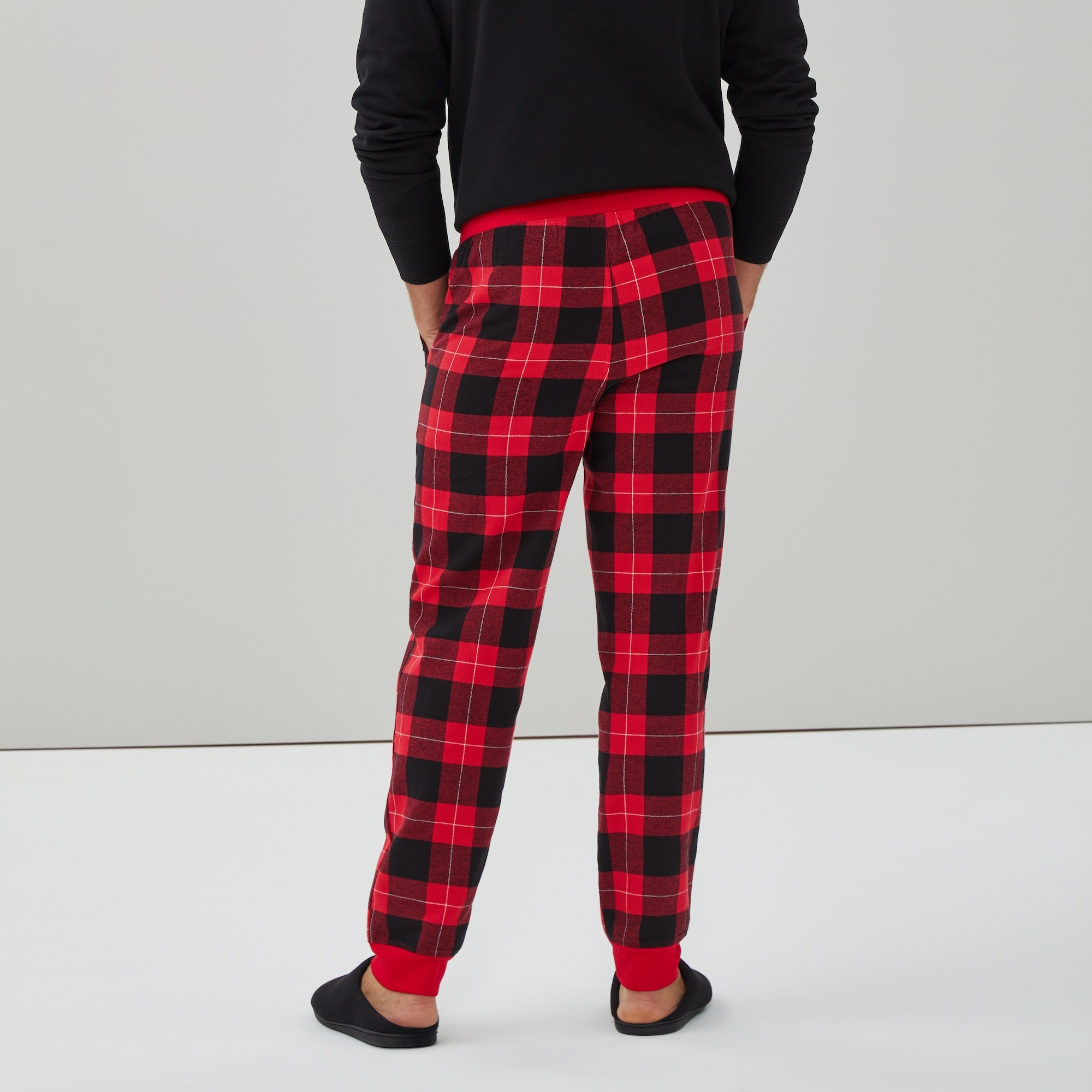 Men's Checkered Flannel Sleep Jogger in Red from Joe Fresh