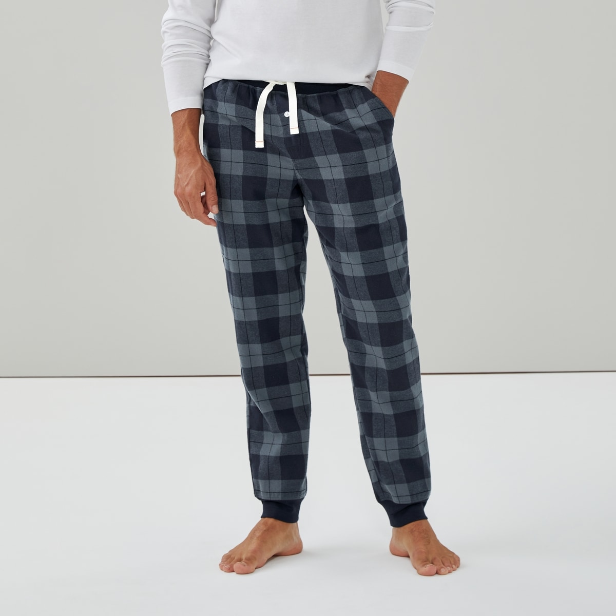 Pantalon de jogging de nuit  carreaux en flanelle - Gris