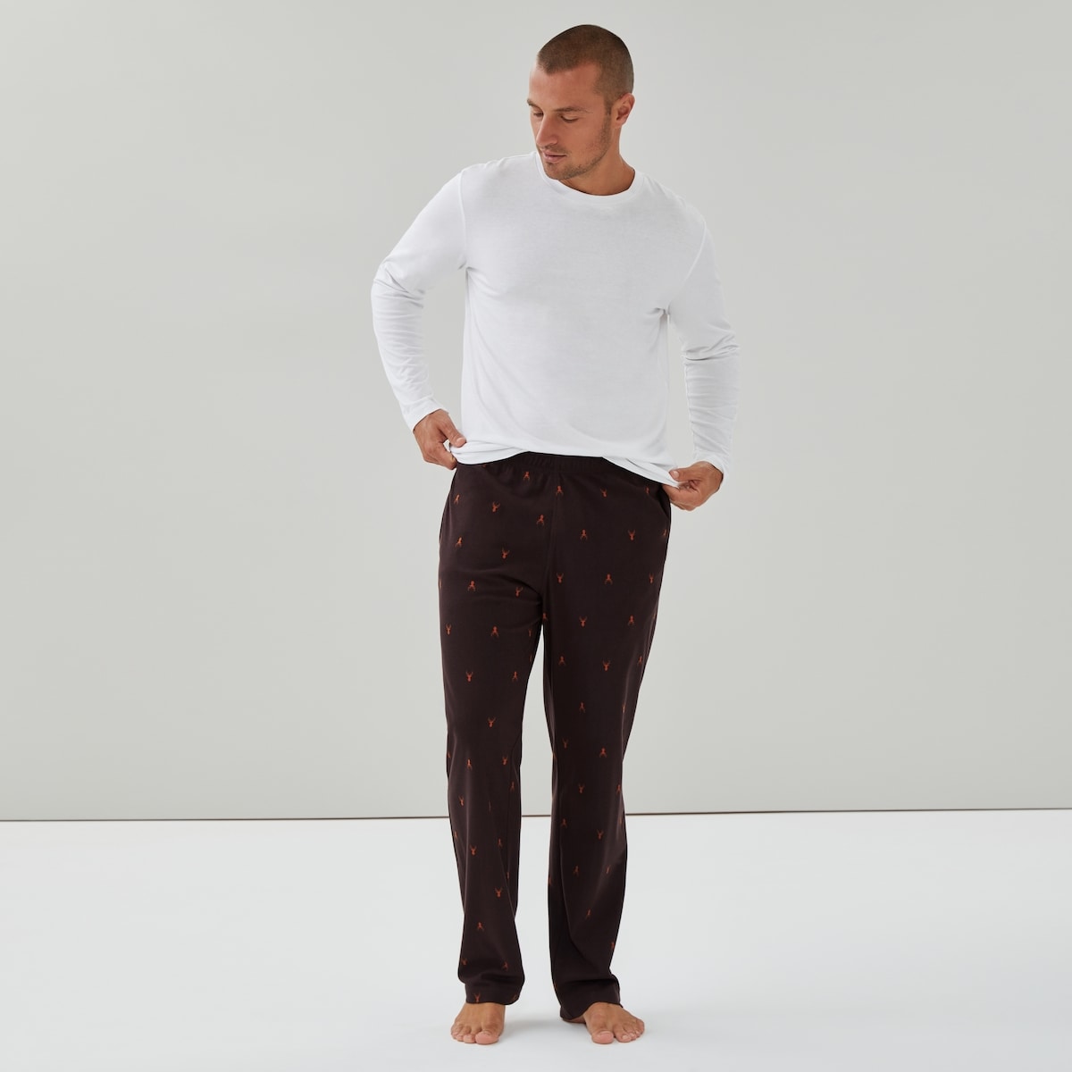 Pantalon de nuit imprim en flanelle pour hommes - Brun