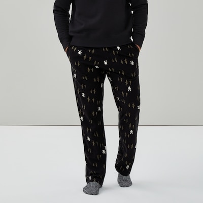Men's Printed Flannel Sleep Pant - Black
