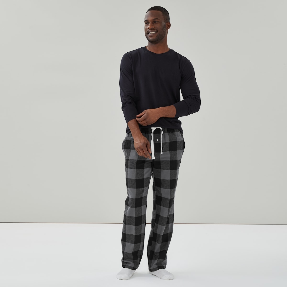 Men's Plaid Flannel Sleep Pant - Grey