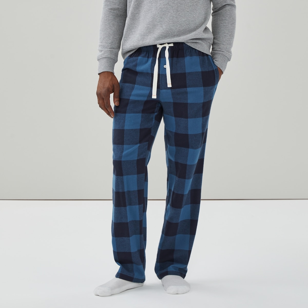 Pantalon de nuit en flanelle  carreaux pour homme - Bleu